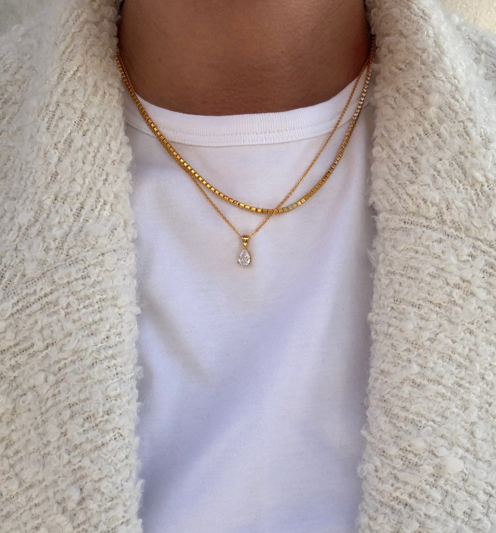 Bordeaux Diamant Halskjede - 