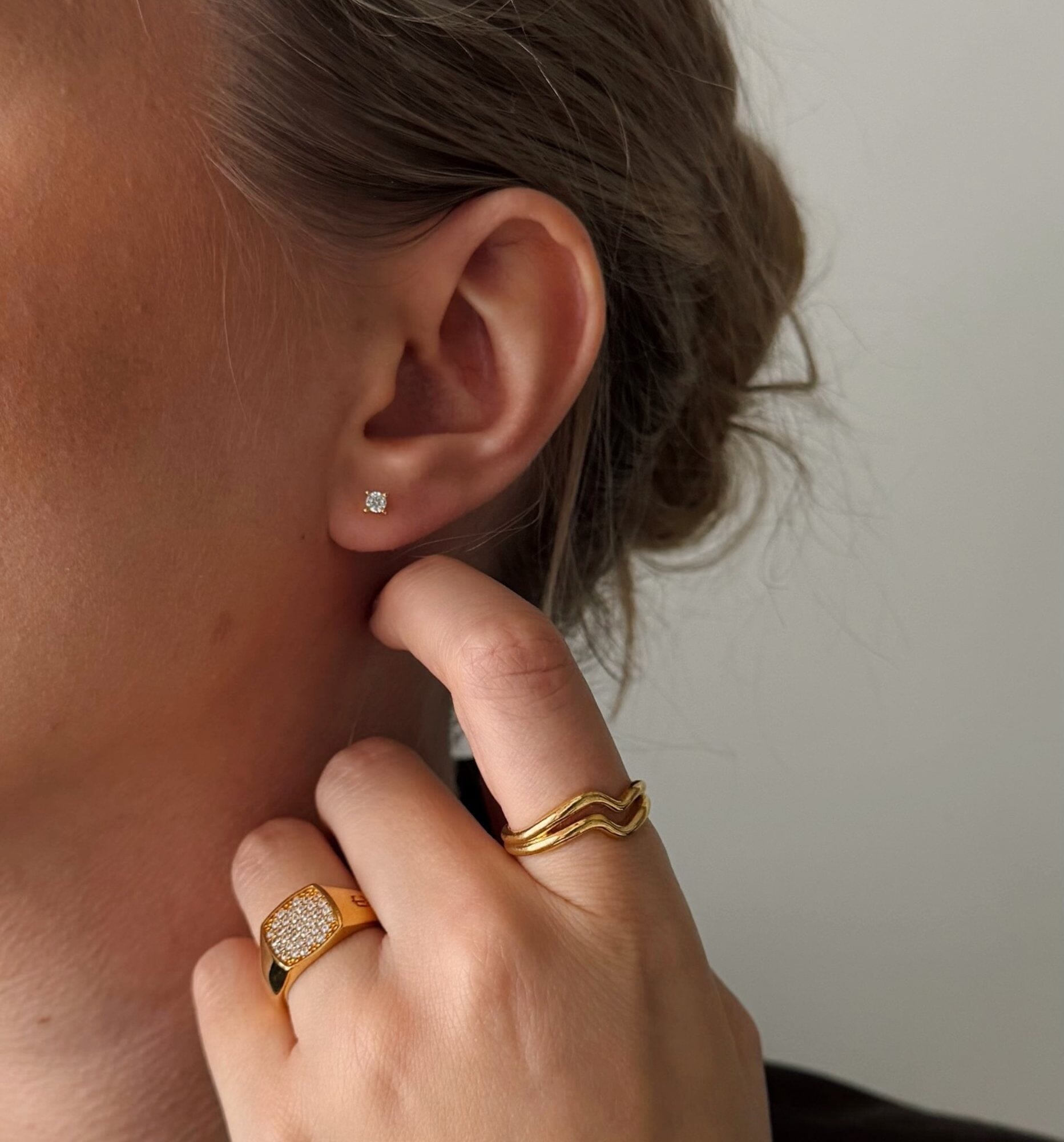 Bordeaux Diamant Studs - Øredobber