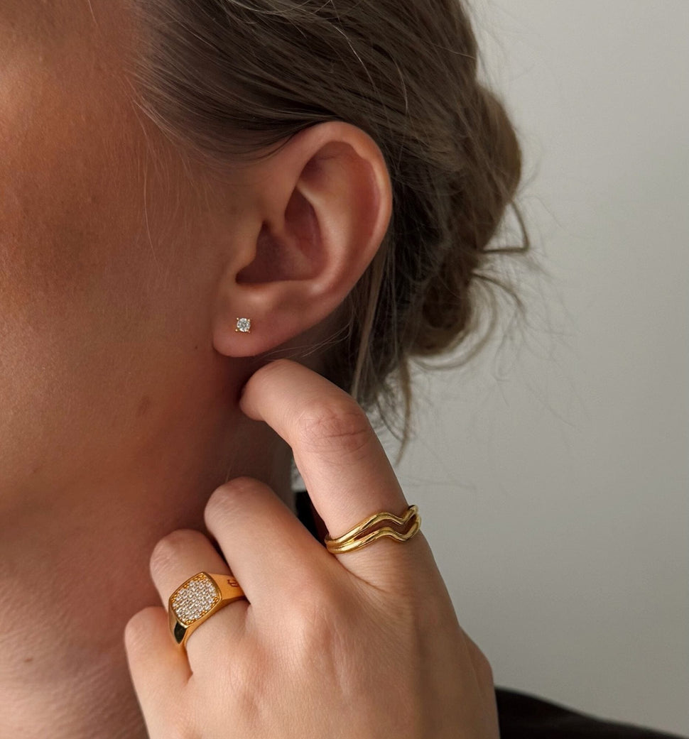 Bordeaux Diamant Studs - Øredobber